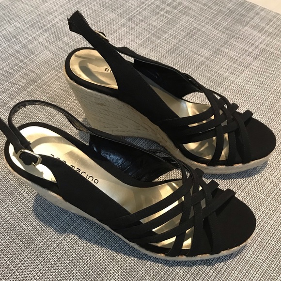 Black and Tan Espadrille Wedges Sandals - Size 9 - Picture 2 of 7